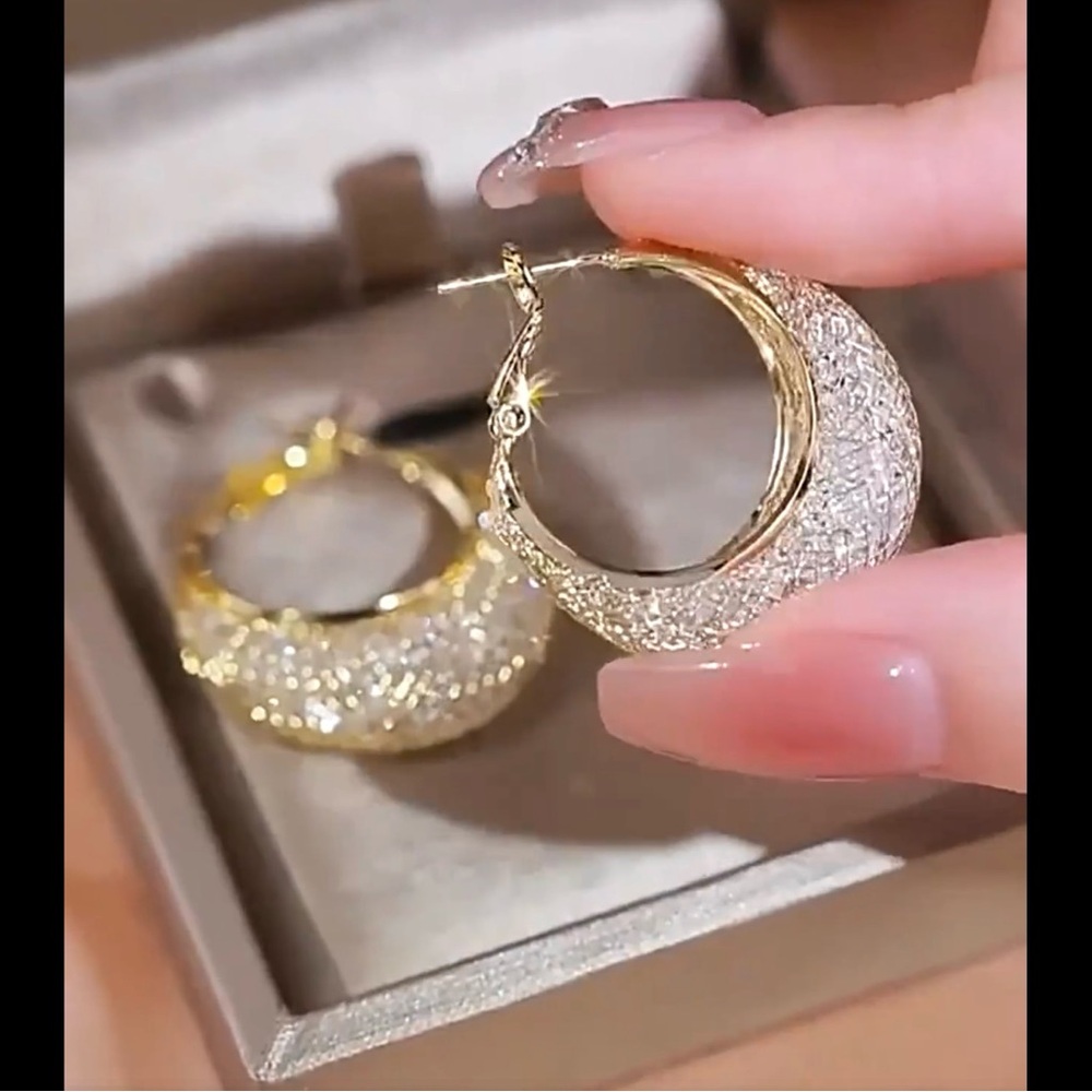 NEW Elegant Gold and Silver Hoop Earrings